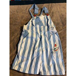 Vintage Oshkosh Biboveralls Shortalls Blue Boat theme Boys Size 6 70s 80s